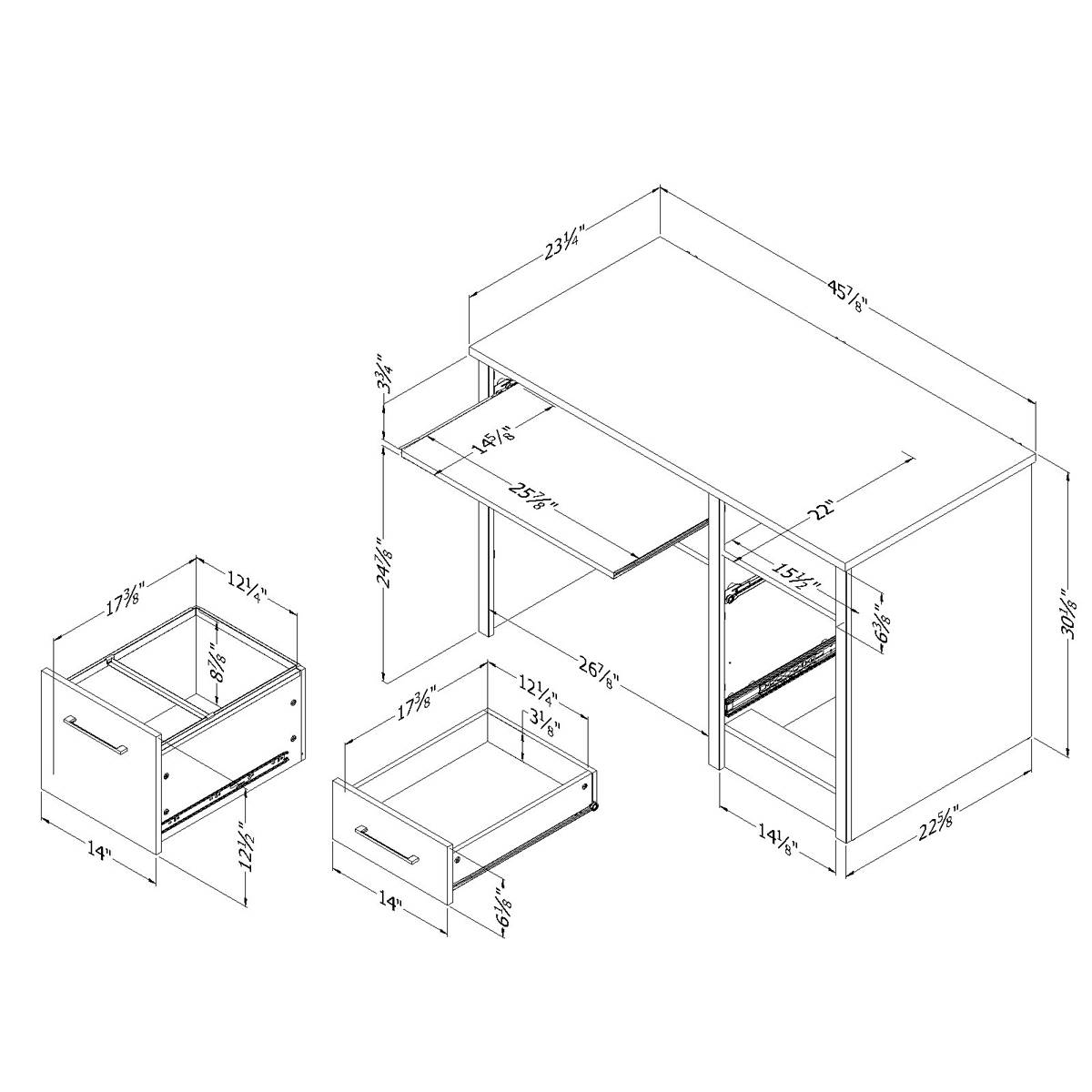 South Shore Gravity Rubbed Black Desk