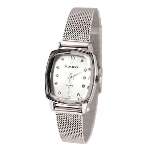 Womens Ellen Tracy Silver-Tone Faceted Bezel Watch - ET5188SL