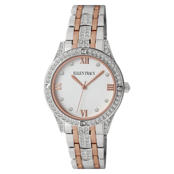 Womens Ellen Tracy Two-Tone Rose Crystal Accent Watch - ET5368TTR