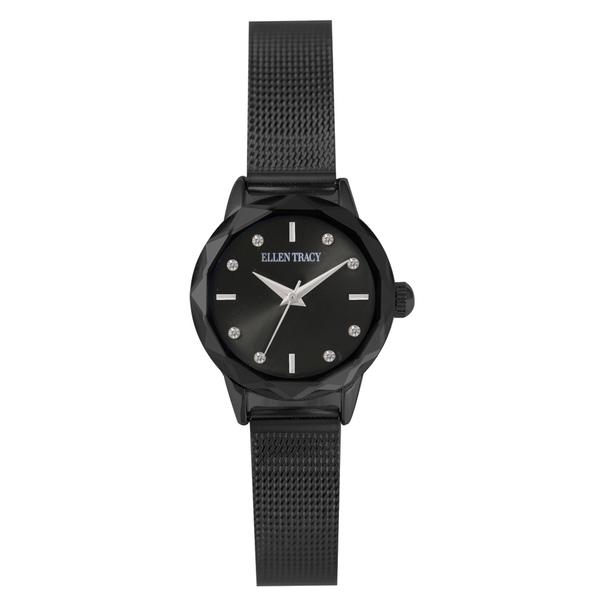 Womens Ellen Tracy Faceted Bezel Glass Mini Mesh Watch - ET5394GU