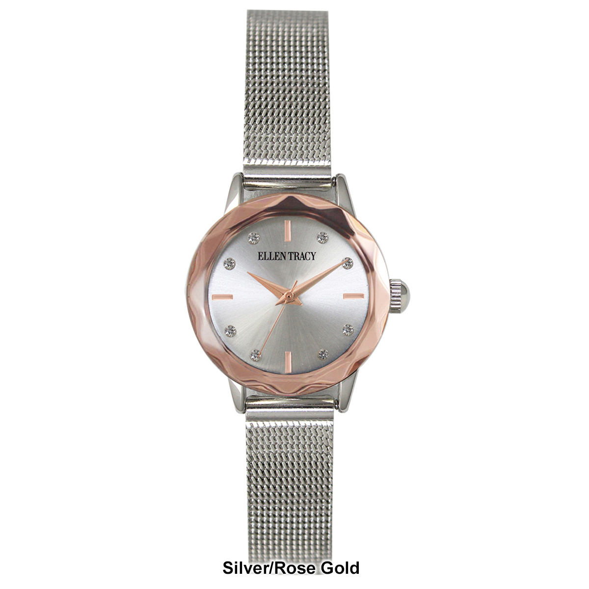 Womens Ellen Tracy Faceted Bezel Glass Mini Mesh Watch - ET5394GU