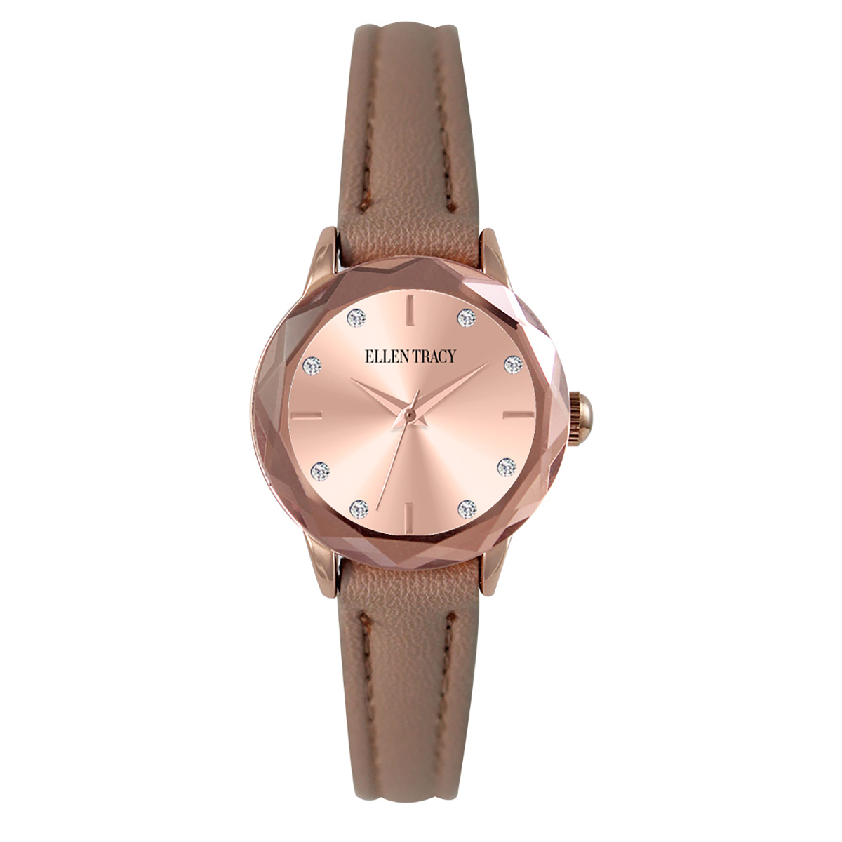 Womens Ellen Tracy Rose Gold Mini Faceted Bezel Watch - ET5405RG