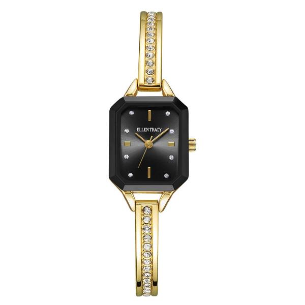 Womens Ellen Tracy Faceted Bezel Bangle Watch - ET5445GD
