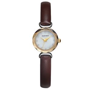 Womens Ellen Tracy Faceted Bezel Mini Strap Watch - ET5453SLG