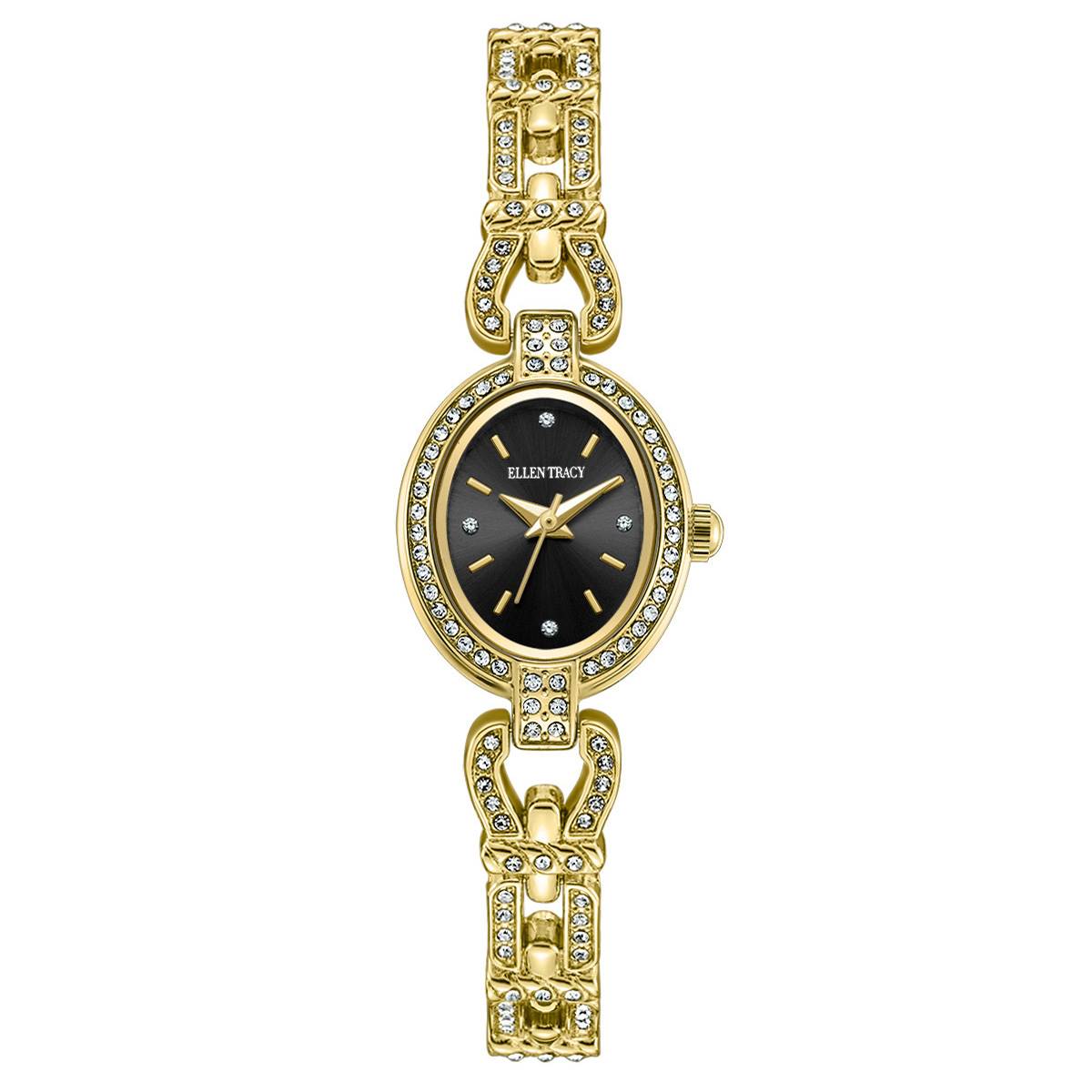 Womens Ellen Tracy Gold Oval Filigree Bracelet Watch - ET5458GD