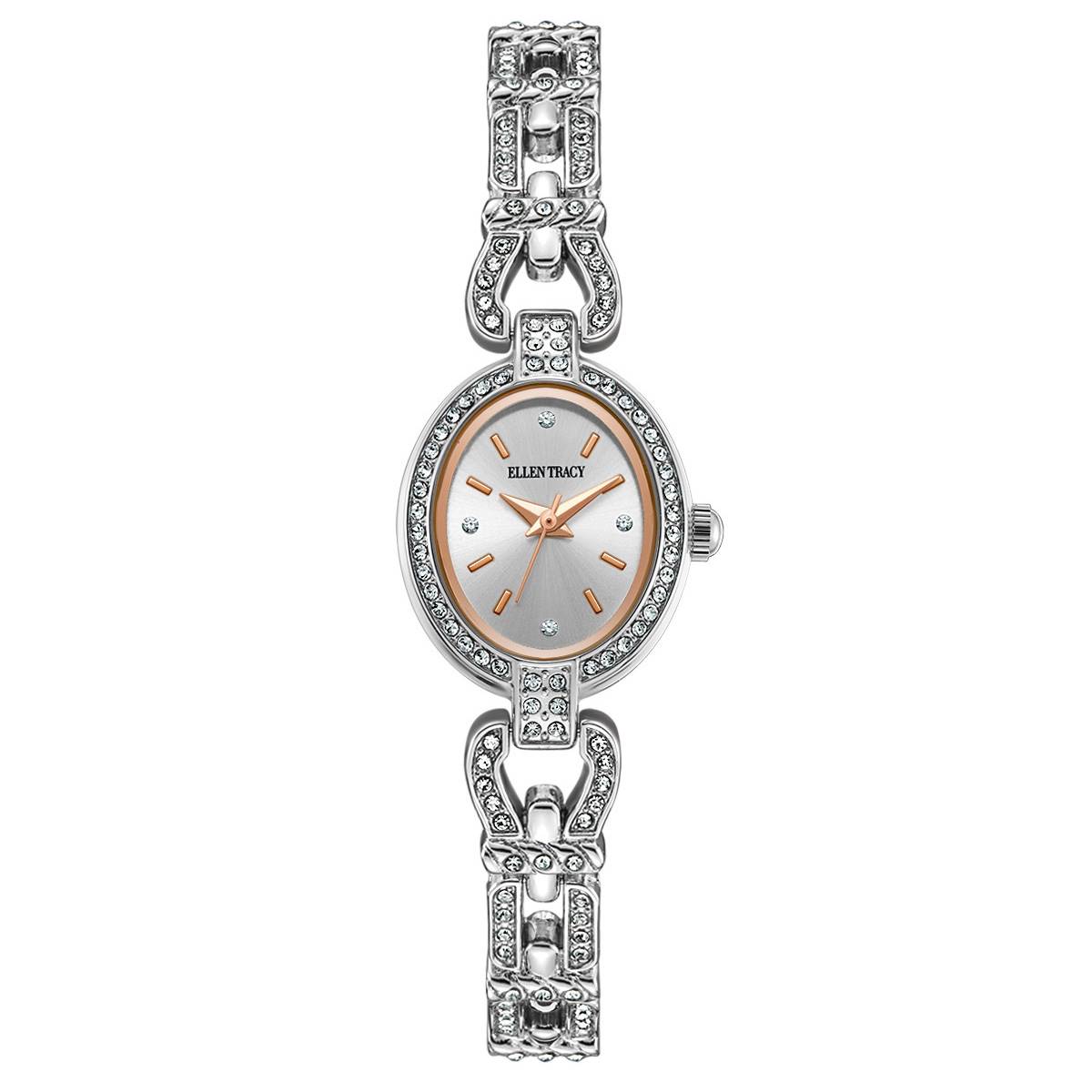 Womens Ellen Tracy Silver Oval Filigree Bracelet Watch - ET5458SL