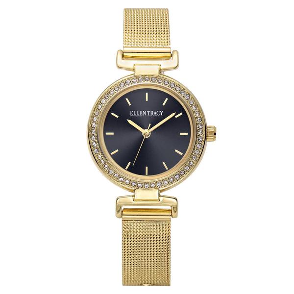 Womens Ellen Tracy Gold-Tone Crystal Bezel Mesh Watch - ET5460GD