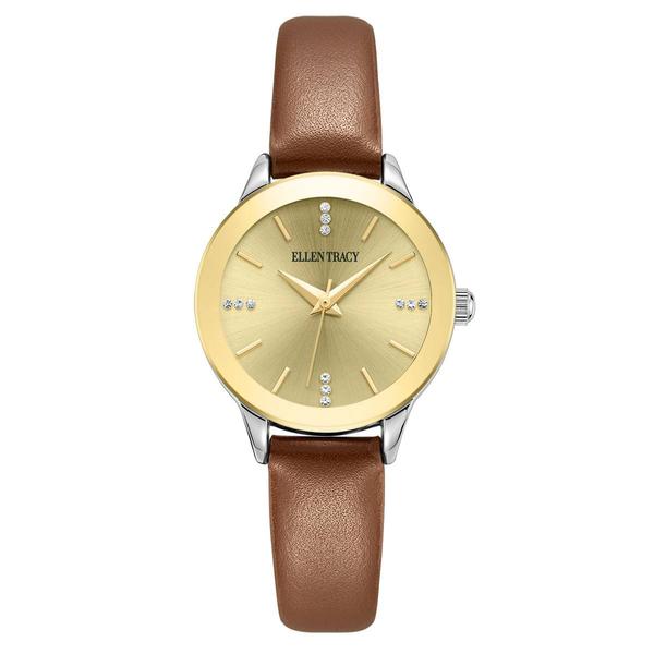 Womens Ellen Tracy Silver-Tone Bezel Strap Watch - ET5462SLG