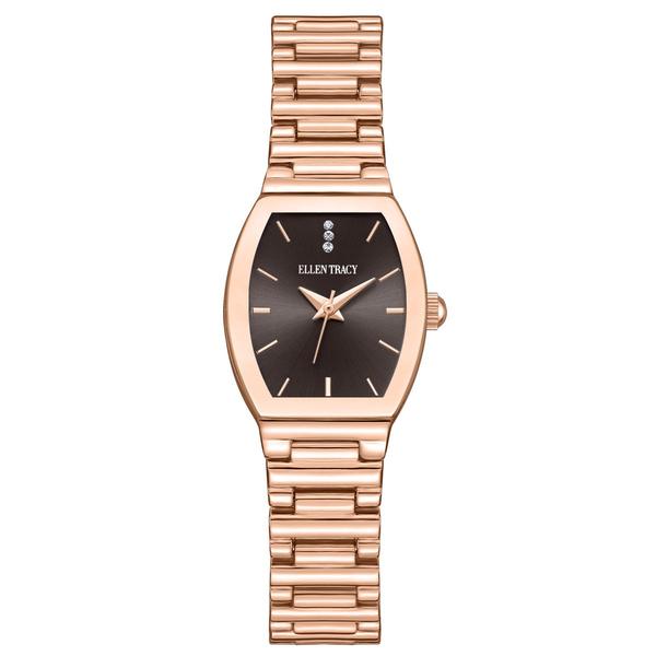 Womens Ellen Tracy Rose Gold Tonneau Bracelet Watch - ET5464RG