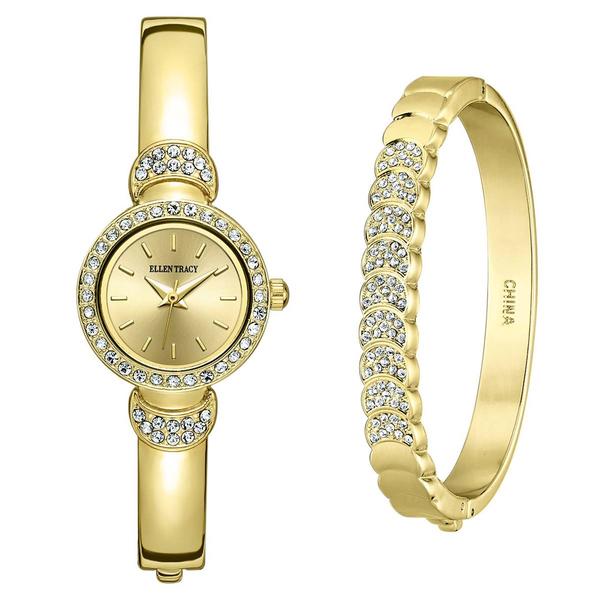 Womens Ellen Tracy Bangle Watch & Bracelet Set - ETB8191GD