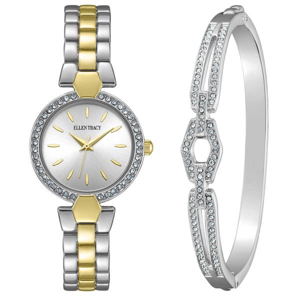 Womens Ellen Tracy Two-Tone Bracelet Watch & Bangle - ETB8207TTG