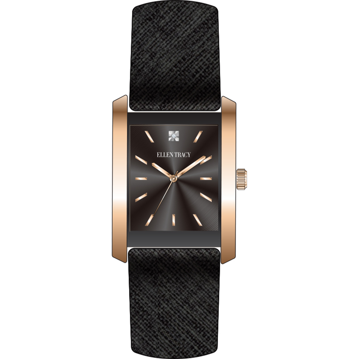 Womens Ellen Tracy Genuine Diamond Rectangular Watch - ETD5437RG