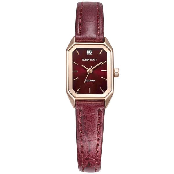 Womens Ellen Tracy Diamond Burgundy Strap Watch - ETD5472RG