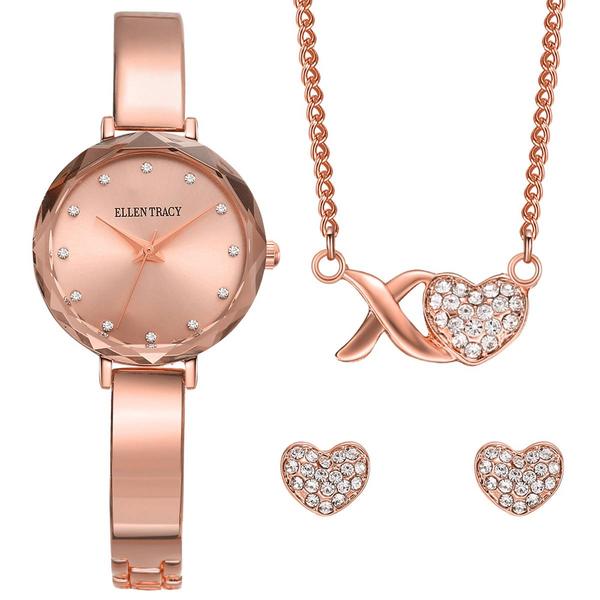 Womens Ellen Tracy Watch/ Pendant & Earring Set - ETJ8188RG