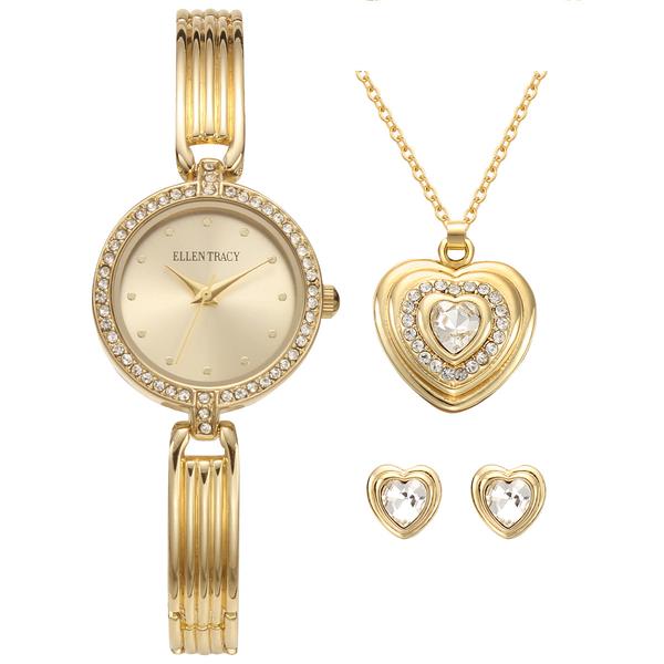 Womens Ellen Tracy Watch/Pendant/Earring Set - ETJ8194GD