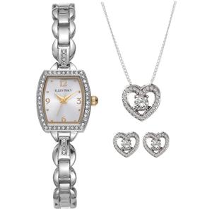 Womens Ellen Tracy Crystal Watch/Pendant/Earring Set - ETJ8202SL
