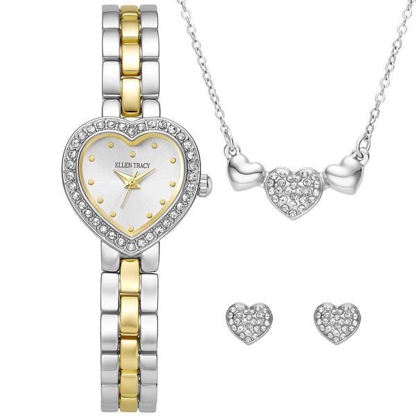 Womens Ellen Tracy Two-Tone Bracelet Watch/Jewelry Set-ETJ8211TTG
