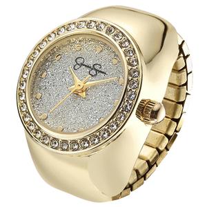 Womens Jessica Simpson Gold-Tone Glitter Ring Watch - JR0008GD