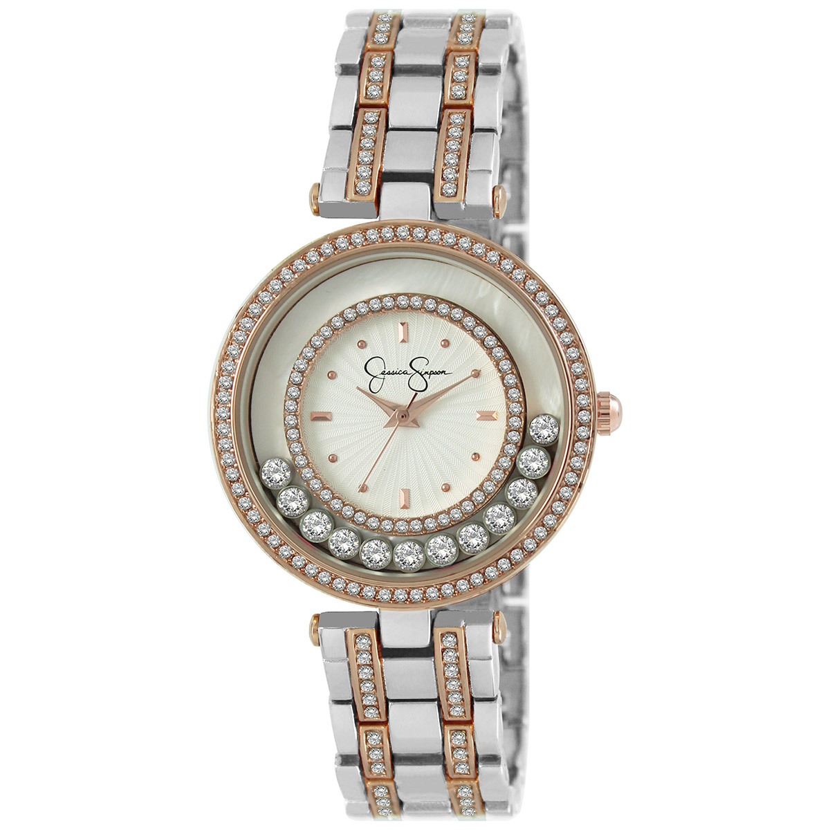 Womens Jessica Simpson Floating Crystal Watch - JS0002TTR