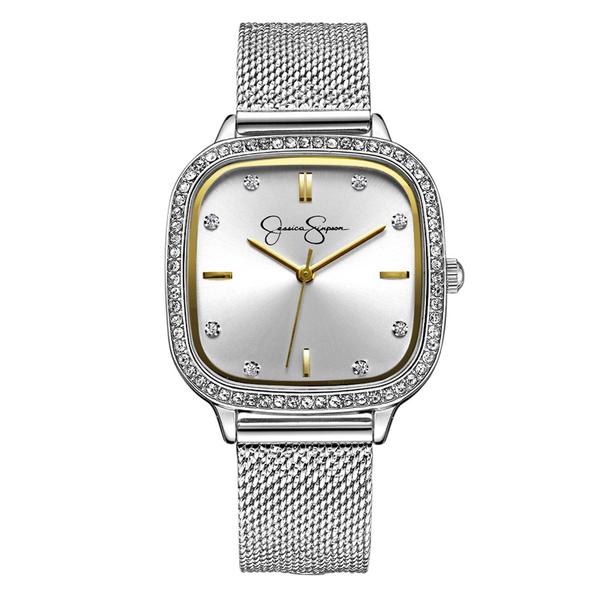 Womens Jessica Simpson Silver-Tone Square Watch - JS0079SL