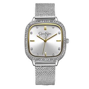 Womens Jessica Simpson Silver-Tone Square Watch - JS0079SL