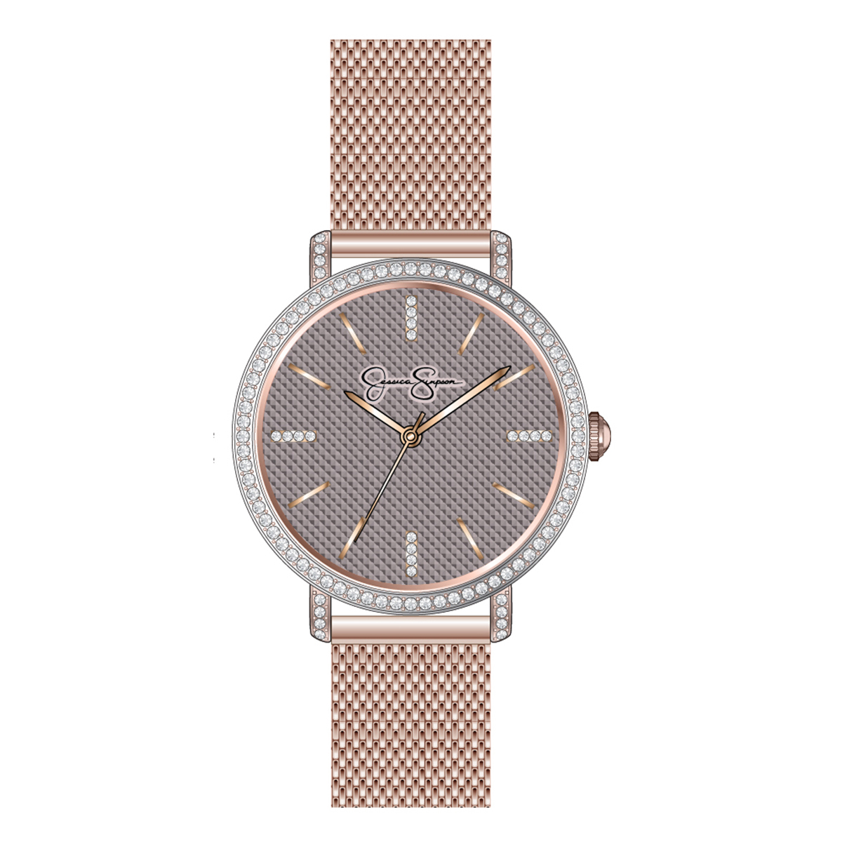 Womens Jessica Simpson Textured Dial Mesh Watch - JS0091RG