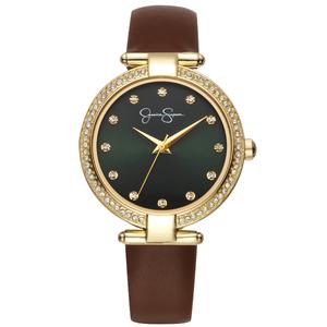 Womens Jessica Simpson Gold Tone Green Dial Watch - JS0093GD
