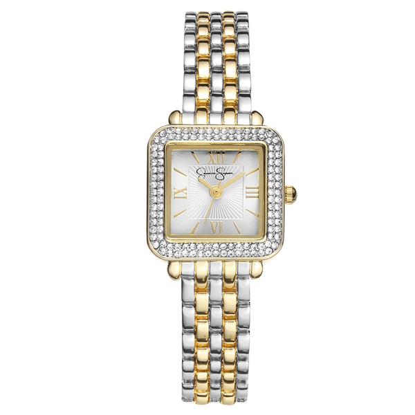 Womens Jessica Simpson Two-Tone Square Bracelet Watch - JS0112TTG