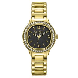Womens Jessica Simpson Gold-Tone Cushion Crystal Watch - JS0120GD
