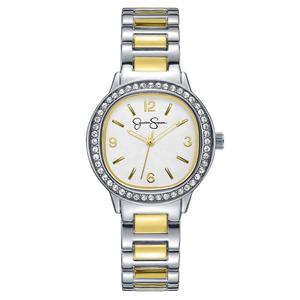 Womens Jessica Simpson Two-Tone Cushion Crystal Watch - JS0120TTG