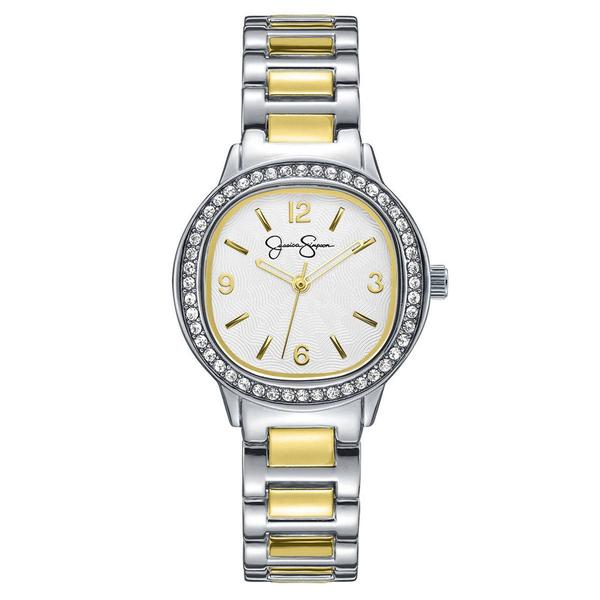 Womens Jessica Simpson Two-Tone Cushion Crystal Watch - JS0120TTG