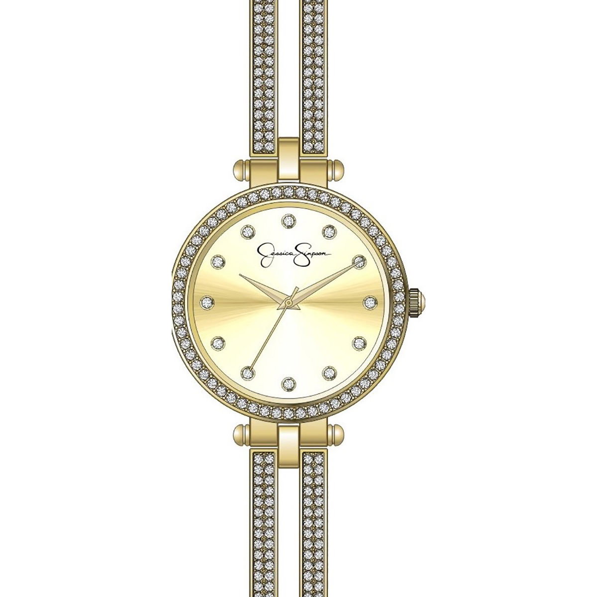 Womens Jessica Simpson Double Crystal Arm Bangle Watch-JSB0036GD