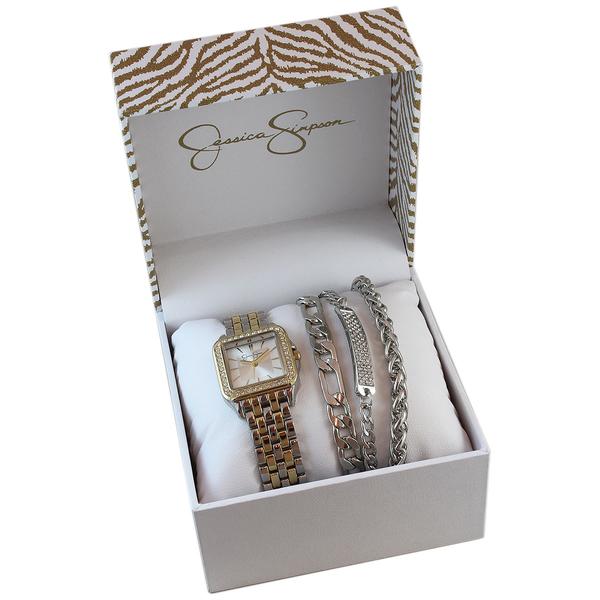 Womens Jessica Simpson Crystal Watch & Bracelet Set - JSMB0002TTG alternate view