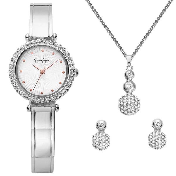 Womens Jessica Simpson Crystal Watch & Bracelet Set - JSP8010SL