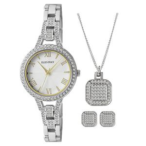 Ellen Tracy Watch Necklace & Earrings Set - ET8113SL