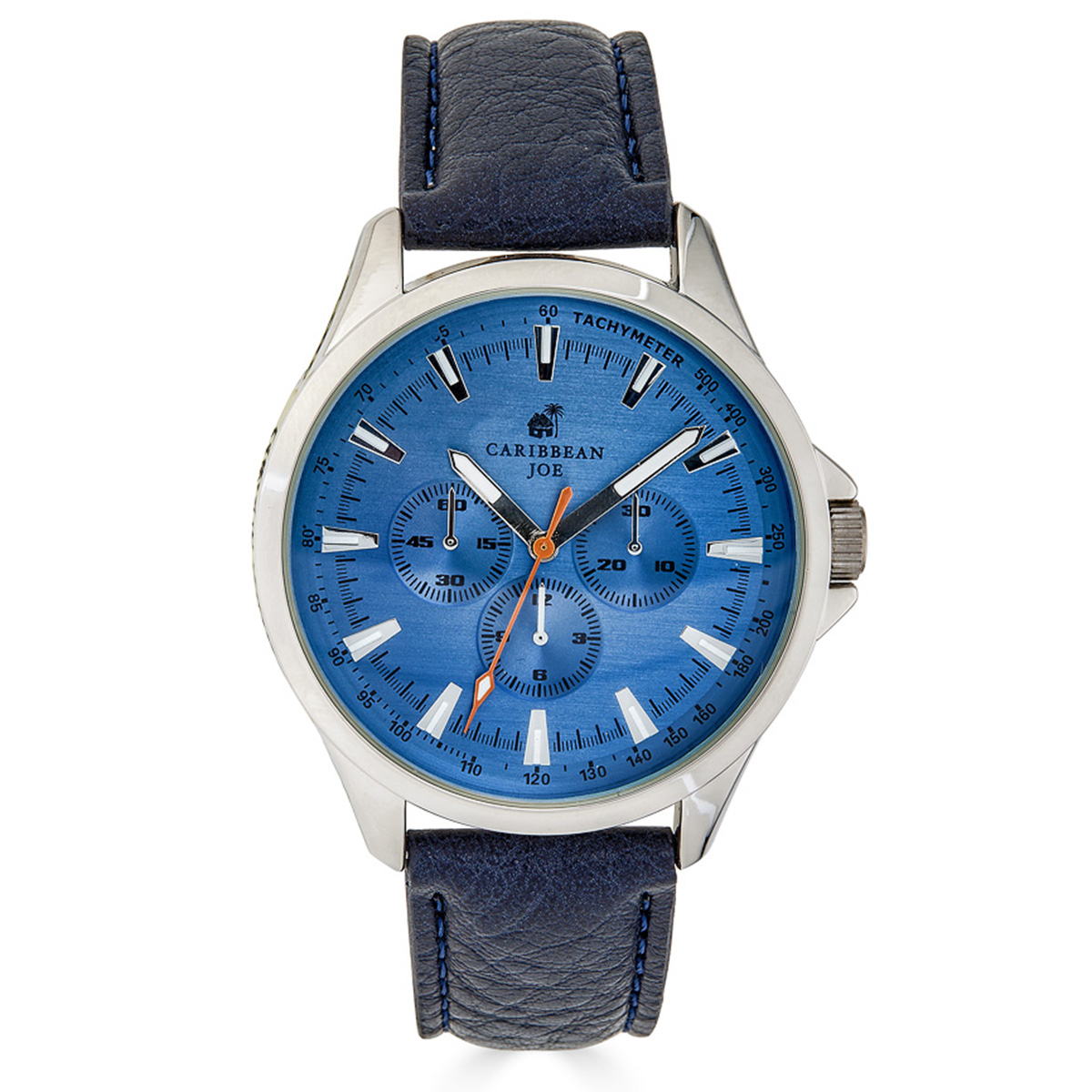 Mens Caribbean Joe Silver-Tone Blue Dial Watch - CJ7143SLBL
