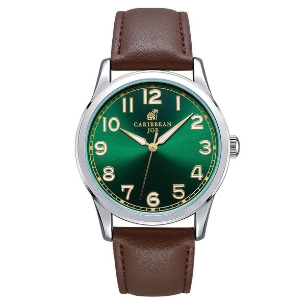 Mens Caribbean Joe Silver-Tone Easy Read Strap Watch - CJ7161SLGR