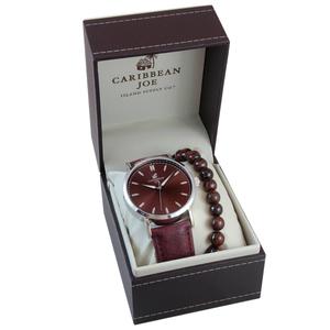 Mens Caribbean Joe Watch & Stretch Bracelet Set - CJSB003SLBUR.UK