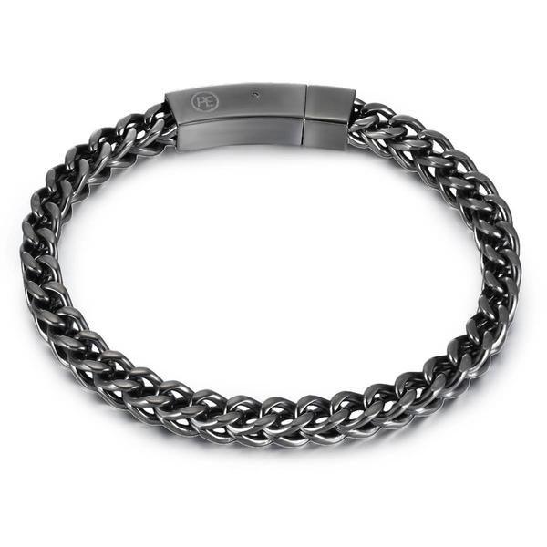 Mens Perry Ellis Light Gunmetal Franco Chain Bracelet