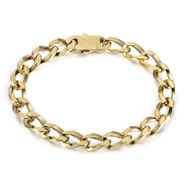 Mens Perry Ellis Gold-Tone Curb Chain Bracelet