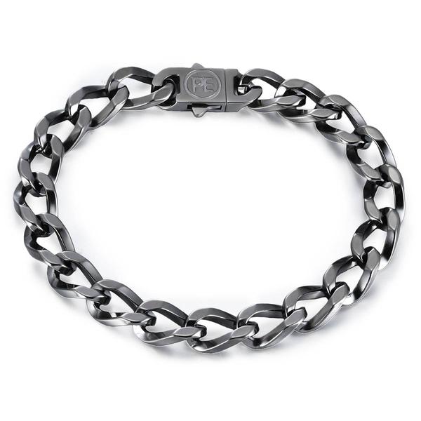 Mens Perry Ellis Light Gunmetal Curb Chain Bracelet