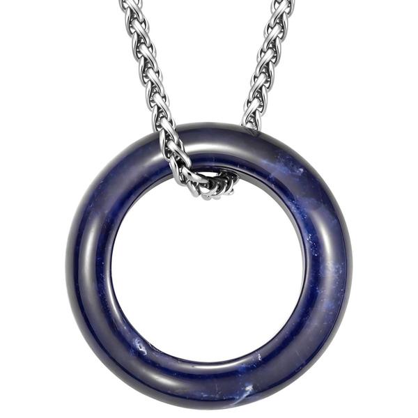 Mens Perry Ellis Stainless Steel with Blue Sodalite Ring Pendant