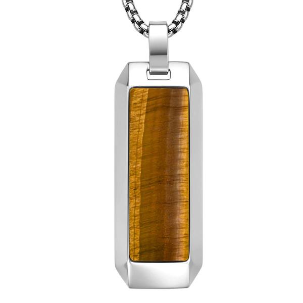 Mens Perry Ellis Yellow Tiger Eye Stone Tag Pendant
