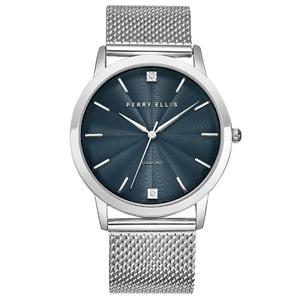 Mens Perry Ellis Silver-Tone Diamond Mesh Watch - PE0007SL.UK