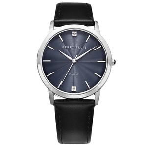 Mens Perry Ellis Silver-Tone Genuine Diamond Dial Watch -