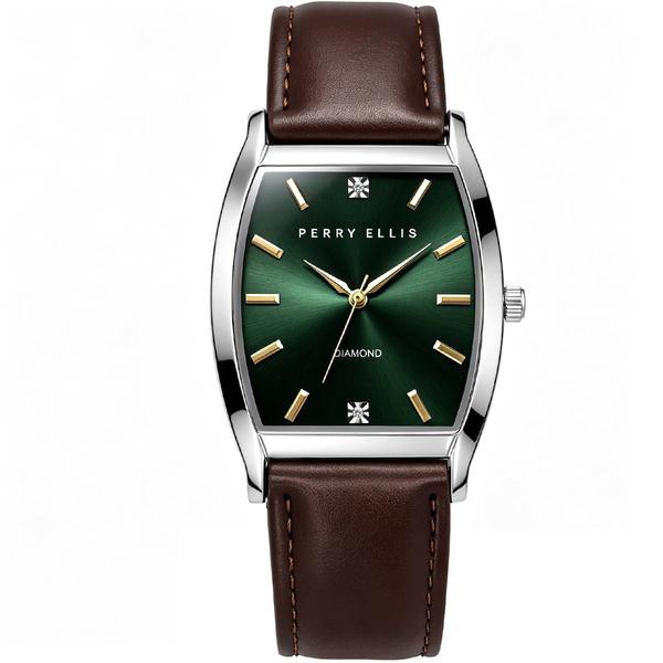 Mens Perry Ellis Diamond Dial Ultra-Thin Strap Watch-PE0017SL.UK