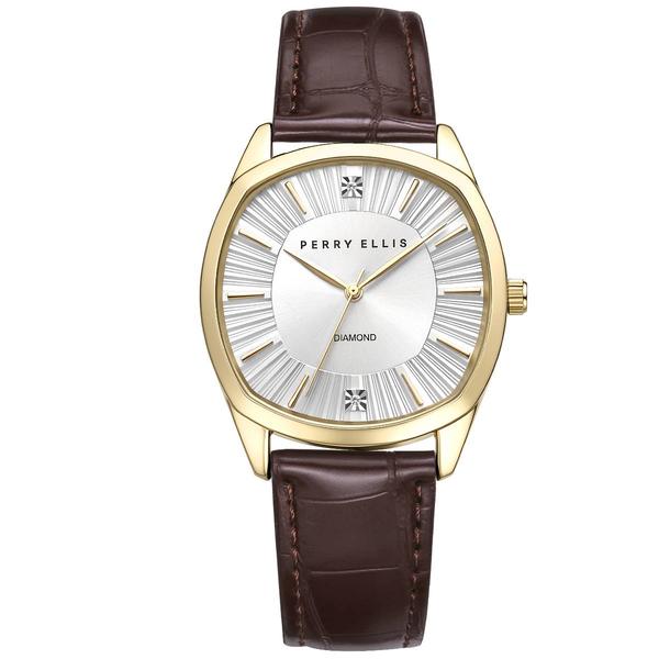 Mens Perry Ellis Diamond Dial Ultra-Thin Strap Watch-PE0019GD.UK