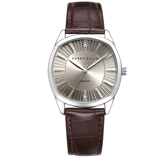 Mens Perry Ellis Brown Ultra-Thin Strap Watch - PE0019SL.UK