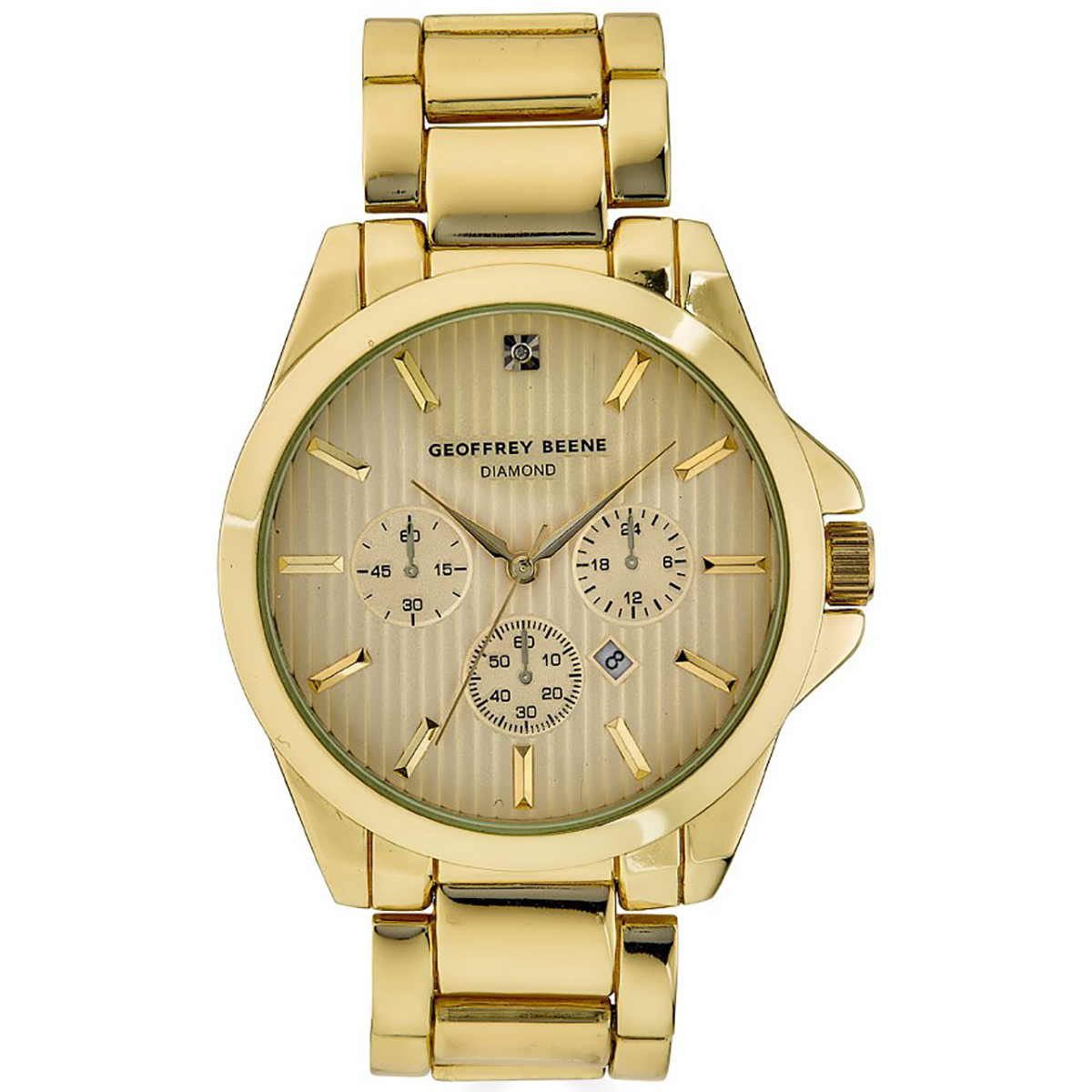 Mens Geoffrey Beene(R) Gold-Tone Diamond Bracelet Watch - GBA0016GD