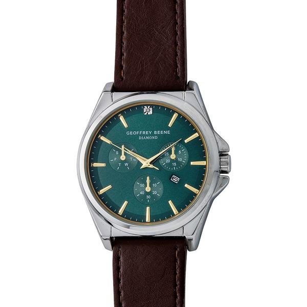 Mens Geoffrey Beene(R) Diamond Integrated Strap Watch - GBA0021SL